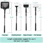 hygger Small Aquarium Cleaning Tools, 4 in 1 Fish Tank Cleaner Kit with Handle,Fish Net,Algae Scraper,Clean Brush,Flat Sponge - Image 6