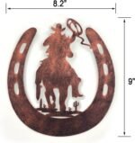 VividLadybug horseshoe metal wall art decor with cowboy, western rustic style horse shoes decoration，Yard Art， set of 3 ，9 * 8.2Inches - Image 3