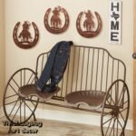 VividLadybug horseshoe metal wall art decor with cowboy, western rustic style horse shoes decoration，Yard Art， set of 3 ，9 * 8.2Inches - Image 5