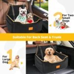 Dog Car Seat for Large/Medium Dog, Dog Booster Seat for Dogs Under 55Lbs or 2 Small Dogs, Detachable and Washable Travel Dog Seat with Thick Cushion and Storage Pockets (Black) - Image 6