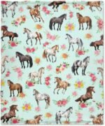 Horse Flowers Blanket, Gift for Horse Lovers and Boy Girl, Horse Flowers Throw Warm Cozy Soft Plush Lightweight Bedding 40"x50" for Kid for Sofa,Bed and Living Room - Image 3