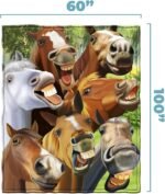 Dawhud Direct Cartoon Selfie Horses Fleece Blanket - Queen Size Super Soft Plush Horse Throw Blanket - Super Soft Blanket Ideal for Women, Men, and Kids - Perfect for Horse Lovers - 50" x 60" - Image 4