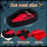 3 Pcs Gothic Coffin Cat Bed Set with Cat Bat Wings and Cat Feeding Mat,Coffin Cat Beds for Halloween Indoor House Party Decoration - Image 3