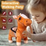 Walking Pony Toy Musical Singing Dancing Plush Interactive Pony Walk Along Horse with Leash Plush Stuffed Animal Shaking Head Buttocks Toy for Boy & Girl Kid Ages 3+ H: 11.81" - Image 3