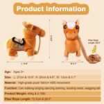 Walking Pony Toy Musical Singing Dancing Plush Interactive Pony Walk Along Horse with Leash Plush Stuffed Animal Shaking Head Buttocks Toy for Boy & Girl Kid Ages 3+ H: 11.81" - Image 5