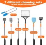 7-in-1 Aquarium Cleaning Tool, Fish Tank Cleaner with Telescopic Handle,Aquarium Scraper,Adjustable Angle Brush,Gravel Rake,Plant Fork,Adjustable Angle Flat Sponge,Large Fish Net,Hose Brush - Image 3
