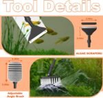 7-in-1 Aquarium Cleaning Tool, Fish Tank Cleaner with Telescopic Handle,Aquarium Scraper,Adjustable Angle Brush,Gravel Rake,Plant Fork,Adjustable Angle Flat Sponge,Large Fish Net,Hose Brush - Image 5