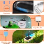 7-in-1 Aquarium Cleaning Tool, Fish Tank Cleaner with Telescopic Handle,Aquarium Scraper,Adjustable Angle Brush,Gravel Rake,Plant Fork,Adjustable Angle Flat Sponge,Large Fish Net,Hose Brush - Image 7