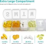 XL Weekly Pill Box Organizer 7 Day, 1 Week Jumbo Pill Dispenser Case One Time a Day, MOLN HYMY Daily Medicine Container to Hold Medication, Vitamins, Fish Oils and Supplements (White） - Image 3