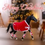 6 Pcs Christmas Horse Toy Accessories Include Horse Tack Blanket Horse Toy Bridle Model Horse Leg Wraps, Red and White - Image 8