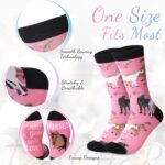 Umigy 2 Pcs Christmas Horse Gifts Horse Print Tumbler Pink Horse Socks for Women, 20 oz Skinny Water Tumbler with Lids Straw and Straw Brushes for Christmas Horse Lovers Gifts - Image 3