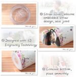 Umigy 2 Pcs Christmas Horse Gifts Horse Print Tumbler Pink Horse Socks for Women, 20 oz Skinny Water Tumbler with Lids Straw and Straw Brushes for Christmas Horse Lovers Gifts - Image 4