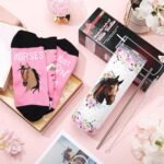 Umigy 2 Pcs Christmas Horse Gifts Horse Print Tumbler Pink Horse Socks for Women, 20 oz Skinny Water Tumbler with Lids Straw and Straw Brushes for Christmas Horse Lovers Gifts - Image 5