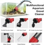 Aquarium Gravel Cleaner Siphon Kit, 6 in 1 Automatic Fish Tank Cleaning Tools Electric Removable Vacuum Water Changer for Changing Water/Removing Detritus/Washing Sands - Image 3