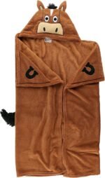 Lazy One Wearable Hooded Blanket for Kids, Animal Hooded Blanket (Horse, Brown Blanket) - Image 4