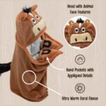 Lazy One Wearable Hooded Blanket for Kids, Animal Hooded Blanket (Horse, Brown Blanket) - Image 6