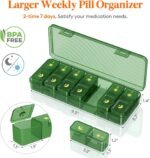 Lifewit Weekly Pill Organizer 2 Times a Day, Portable Travel 7 Day Lightproof Pill Box for Medicines/Vitamin/Fish Oils, Daily Pill Case, Green - Image 3