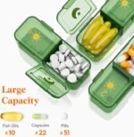 Lifewit Weekly Pill Organizer 2 Times a Day, Portable Travel 7 Day Lightproof Pill Box for Medicines/Vitamin/Fish Oils, Daily Pill Case, Green - Image 4