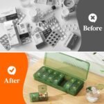 Lifewit Weekly Pill Organizer 2 Times a Day, Portable Travel 7 Day Lightproof Pill Box for Medicines/Vitamin/Fish Oils, Daily Pill Case, Green - Image 10