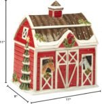 Christmas on the Farm 3D Cookie Jar – Festive Holiday Barn Design with Horses, Wreath & Tree, 11” L x 11” W x 9” H Ceramic Christmas Cookie Jar for Farmhouse Holiday Decor & Kitchen Storage - Image 4