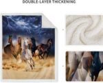 Jekeno Horse Blanket Gifts for Men - Super Soft Cozy Warm Sherpa Galloping Running Horses Throw for Girls Teens Kids Women Birthday Decorations Couch Chair Sofa Bed Office 50"x60" - Image 4