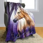 HommomH 60"x80" Horse Blanket with Purple Lavender, Super Soft Fleece Throw Blankets for Girls - Image 3