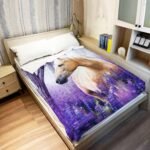 HommomH 60"x80" Horse Blanket with Purple Lavender, Super Soft Fleece Throw Blankets for Girls - Image 4