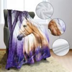 HommomH 60"x80" Horse Blanket with Purple Lavender, Super Soft Fleece Throw Blankets for Girls - Image 5