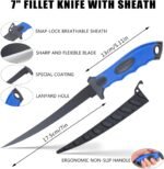 Fishing Tool Kit, 50 Pieces Fishing Gear, Fishing Pliers with Lanyard, Fillet Knife, Fish Lip Gripper, Fly Ice Fishing Hook Extractor, Anti-Cutting Gloves, Fishing Lures Baits Accessories - Image 5