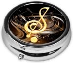 Pill Box 3 Compartment Medicine Pill Organizer Music Note Round Pill Case for Purse & Pocket Travel Pillbox Portable Metal Medicine Vitamin Fish Oil Organizer Unique Gift - Image 3