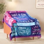 Horse Blanket Horse Gifts for Girls Women Horse Gifts - Just A Girl Who Loves Horse 50" X 60" Soft Throw Blanket - Christmas Birthday Present for Horse Lovers Teenage Girls - Image 3