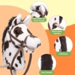 Stick Horse with Realistic Sound Effects, Hobby Horse, Wooden Pole, Handle, and Wheels, 38” Tall Horse Toys Gift for Kids Toddlers 3 Years+, Black (AA Batteries Required) - Image 5