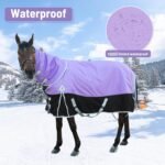 Violet Horse Blanket with Neck Cover for Mare | 1600 Denier Windproof | Waterproof Poly Blanket for Horses | (82IN) - Image 5