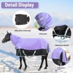 Violet Horse Blanket with Neck Cover for Mare | 1600 Denier Windproof | Waterproof Poly Blanket for Horses | (82IN) - Image 6