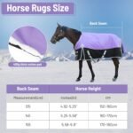Violet Horse Blanket with Neck Cover for Mare | 1600 Denier Windproof | Waterproof Poly Blanket for Horses | (82IN) - Image 7