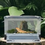 PINVNBY Plastic Reptile Feeding Box with Wheels,Reptiles breeding Enclosure Cages Transparent Amphibians Habitat Terrarium Tank Portable Transport Container for Lizard,Bearded Dragon(Black) - Image 5