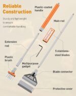 Pawfly Aquarium Algae Scraper Cleaner Fish Tank Brush with 5 Stainless Steel Blades, 26 Inch Aquarium Glass Scraper Aquarium Cleaning Tool - Image 4