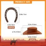40Pcs Lucky Horseshoe Decoration and Mini Cowboy Hats for Western Cowboy Themed Horse Shoes - Image 3