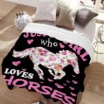Horse Blanket Gift for Girls Women Plush-Just A Girl Who Loves Horses Comfy Throws Cowboy Western Lightweight Sheet Pony Bedding Quilt Soft Flannel Blankets for Couch Travel-50x60 Inches - Image 3