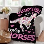 Horse Blanket Gift for Girls Women Plush-Just A Girl Who Loves Horses Comfy Throws Cowboy Western Lightweight Sheet Pony Bedding Quilt Soft Flannel Blankets for Couch Travel-50x60 Inches - Image 6