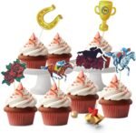 30pcs Kentucky Derby Party Cupcake Toppers Food and Appetizer Picks Roses Jockey Horse Decorations Kentucky Horse Race Party Supplies Bulk - Image 3