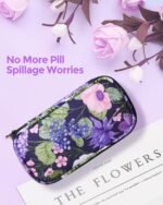 Weekly Pill Organizer 2 Times a Day, Travel AM PM Pill Box 7 Day with Lightproof Canvas Bag for Privacy Protection, Large Daily Pill Organizer for Vitamin, Supplement, Fish Oil (Purple Flower) - Image 3