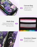 Weekly Pill Organizer 2 Times a Day, Travel AM PM Pill Box 7 Day with Lightproof Canvas Bag for Privacy Protection, Large Daily Pill Organizer for Vitamin, Supplement, Fish Oil (Purple Flower) - Image 5