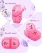 Weekly Pill Organizer 2 Times a Day, Travel AM PM Pill Box 7 Day with Lightproof Canvas Bag for Privacy Protection, Large Daily Pill Organizer for Vitamin, Supplement, Fish Oil (Purple Flower) - Image 6