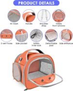 Bissap Bearded Dragon Travel Carrier, Portable Guinea Pig Carrier Bag Tortoise Carrier Pouch for Bunny Hamster Chinchilla Hedgehog Lizard Bird Outgoing Reptile Travel Carrying Case - Orange - Image 3