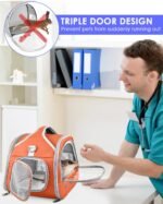 Bissap Bearded Dragon Travel Carrier, Portable Guinea Pig Carrier Bag Tortoise Carrier Pouch for Bunny Hamster Chinchilla Hedgehog Lizard Bird Outgoing Reptile Travel Carrying Case - Orange - Image 4