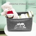 Cat Toy Box, Cat Toy Storage Basket with Handles, Felt Pet Toy Basket Pet Supplies Storage Bin, Perfect for Organizing Cat Toys and Accessories - Image 6