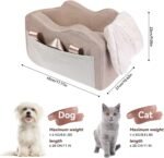 Dog Car Seat for Small Dog Center Console Seat Pet Booster Seat for Car Puppy Car Seat for Small Dogs(Champagne+Khaki) - Image 3