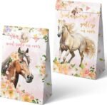Outego 24 Girl Horse Party Favor Bags with Stickers - Girl Horse Goodie Bags for Kids - Perfect for Horse Themed Birthday Party and Celebration - Image 3