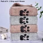 Dog Towels for Drying Dogs - Pack of 4 - Super Absorbent Soft Microfiber Pet Bath Grooming Towel for Dogs Cats and Other Pets (M-36" * 28", 2Grey and 2Brown) - Image 5